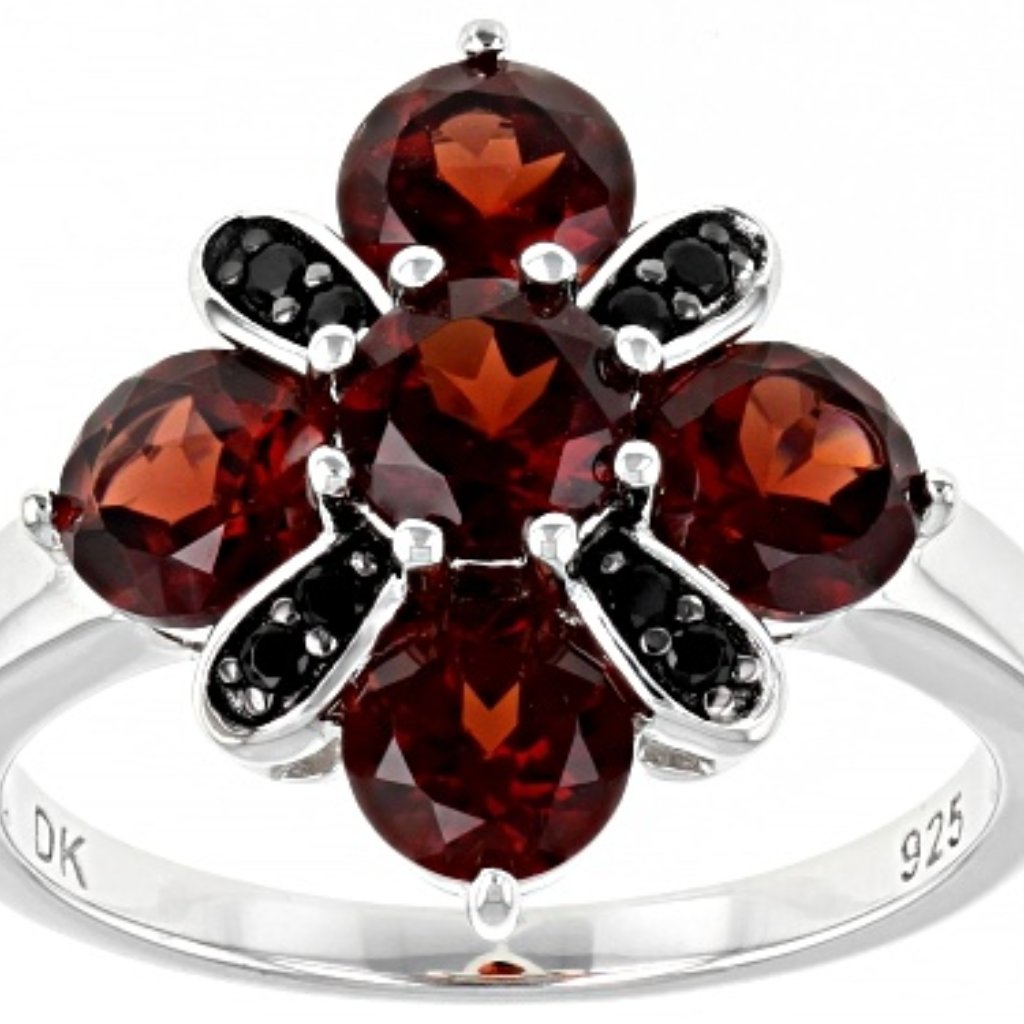 2.89ctw Round Vermelho Garnet With Black Spinel Sterling Silver Ring